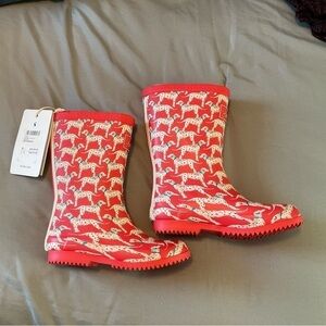 Sz 11 Kids Dalmatian Roll-up Welles Boots Reddog